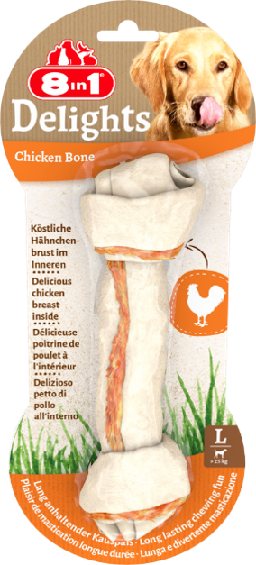 8IN1 DELİGHTS BONES KÖPEK ÖDÜL KEMİĞİ TAVUKLU L - 85GR - 1