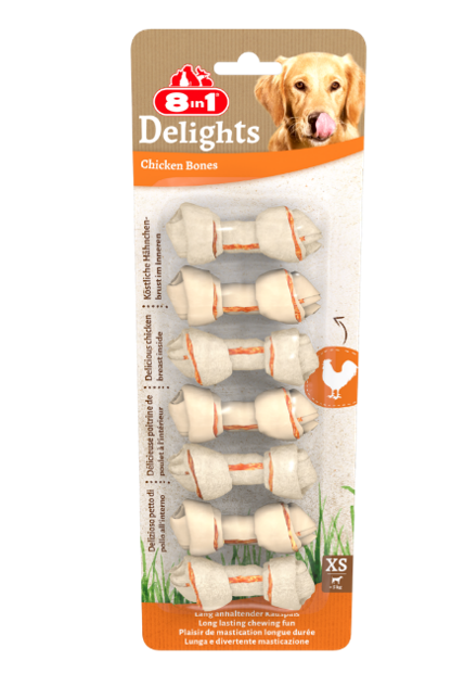 8IN1 DELİGHTS BONES KÖPEK ÖDÜL KEMİĞİ TAVUKLU XS - 84GR - 1