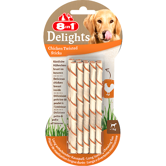 8in1 Delights Tavuklu Burgu Çubuk Köpek Ödül Kemiği 55 Gr - 8in1