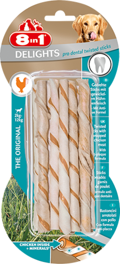 8IN1 DELİGHTS PRO DENTAL DİŞ SAĞLIĞI İÇİN BURGU ÇUBUK KÖPEK ÖDÜL KEMİĞİ - 55GR - 1