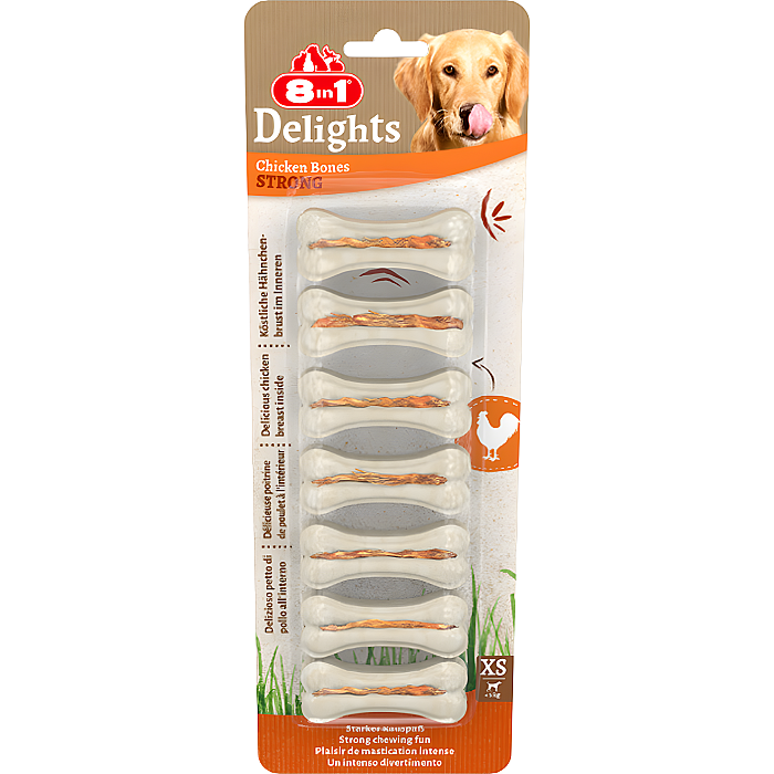8in1 Delights Strong Tavuklu Köpek Ödül Kemiği XS 140 Gr - 8in1