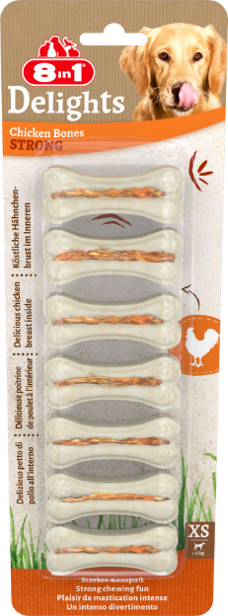 8IN1 DELİGHTS STRONG KÖPEK ÖDÜL KEMİĞİ TAVUKLU XS - 140GR - 1