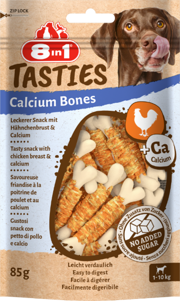 8IN1 TASTİES CALCİUM BONES KÖPEK ÖDÜL MAMASI - TAVUKLU & KALSİYUMLU - 85GR - 2