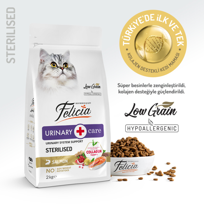 Felicia Kolajenli Somonlu Az Tahıllı Kısırlaştırılmış Kedi Kuru Maması 2 Kg - Felicia