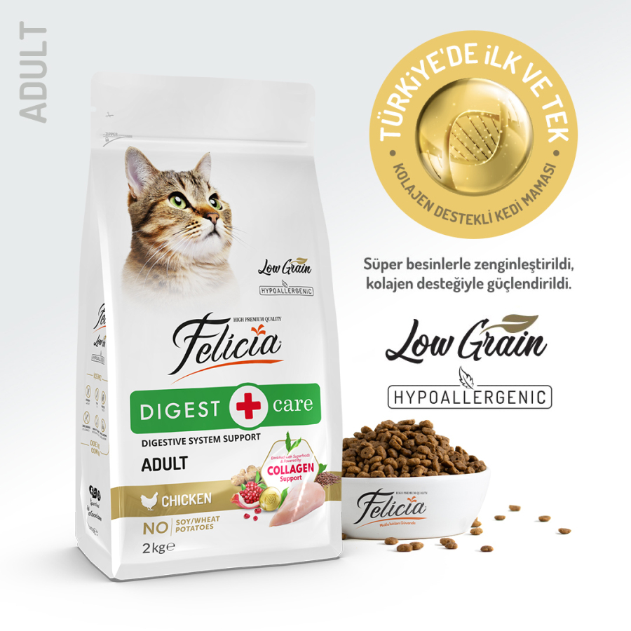 Felicia Kolajenli Tavuklu Az Tahıllı Yetişkin Kedi Maması 2 Kg - 1
