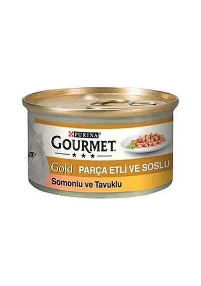 GOURMET GOLD PARCA ETLI SOSLU SOMON TAVUK KEDI YAS MAMA 24X85G - Purina Gourmet