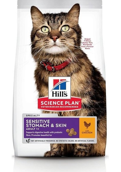 HİLL'S SP MİDE VE DERİ HASSASİYETİ TAVUKLU YETİŞKİN KEDİ MAMASI 1.5KG - Hill's