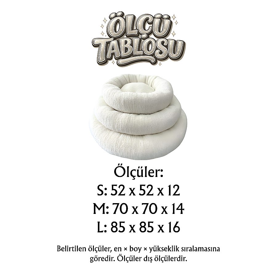 Jungolica Teddy Donut Ekru Evcil Hayvan Yatağı L - 3
