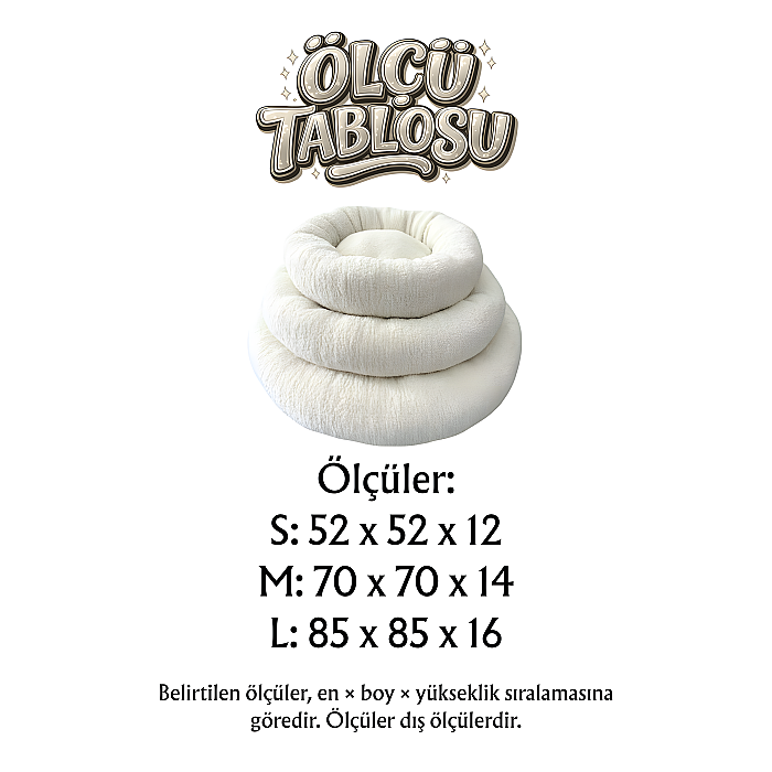 Jungolica Teddy Donut Ekru Evcil Hayvan Yatağı M - 3
