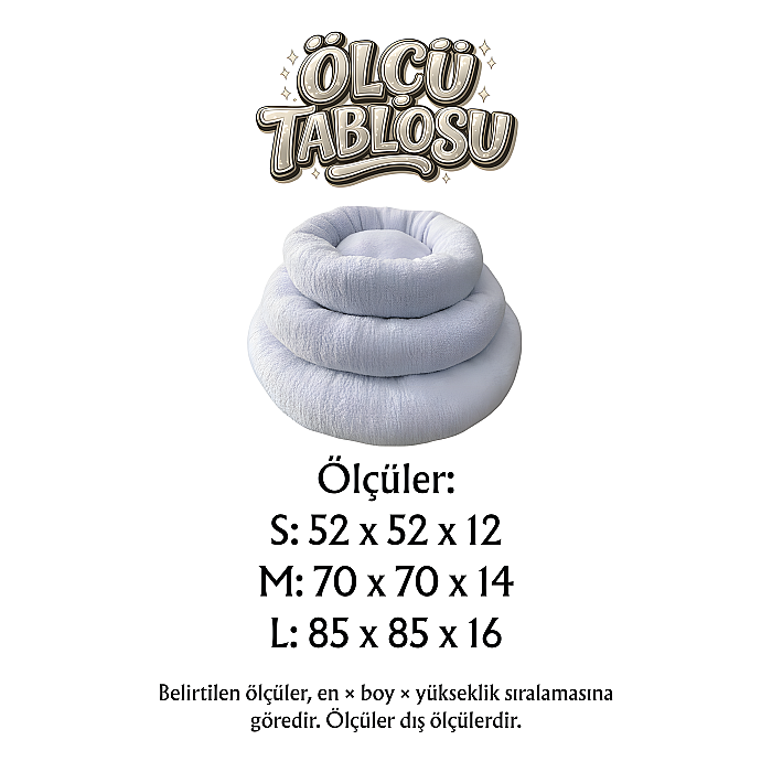 Jungolica Teddy Donut Gri Kedi ve Köpek Yatağı L - 4