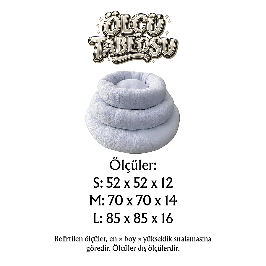 Jungolica Teddy Donut Gri Kedi ve Köpek Yatağı L - 4