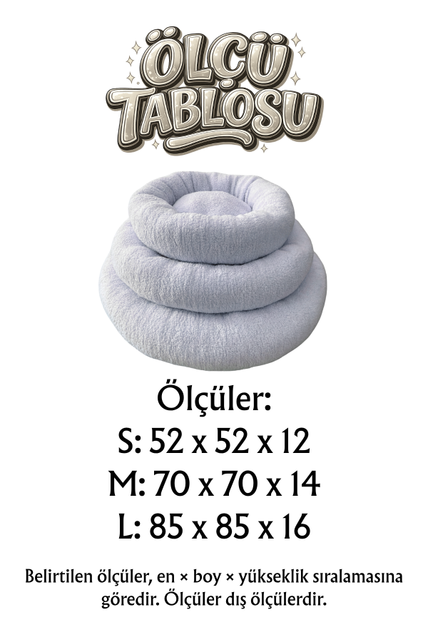 Jungolica Teddy Donut Gri Kedi ve Köpek Yatağı L - 2