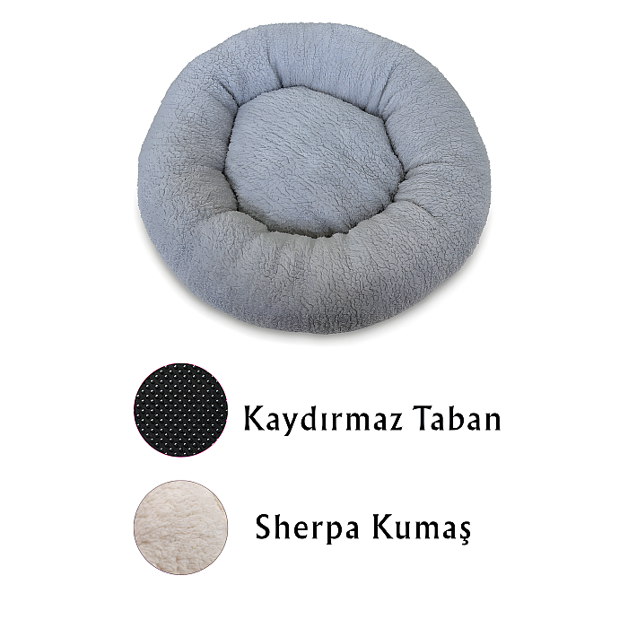 Jungolica Teddy Donut Gri Evcil Hayvan Yatağı M - Jungolica