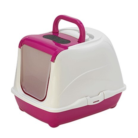 MODERNA FLİP KAPALI KEDİ TUVALETİ FUŞYA - 50CM - Moderna