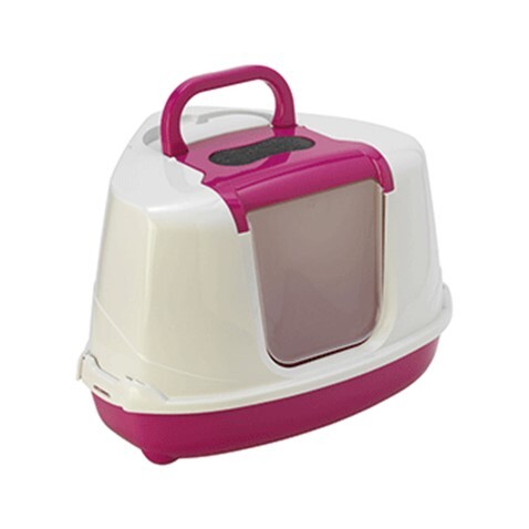 MODERNA FLİP KÖŞELİ FİLTRELİ KEDİ TUVALETİ - FUŞYA - 1