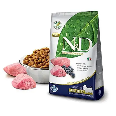 N&D Ancestral Grain Kuzulu ve Yaban Mersinli Mini Irk Köpek Maması 7 Kg - 1