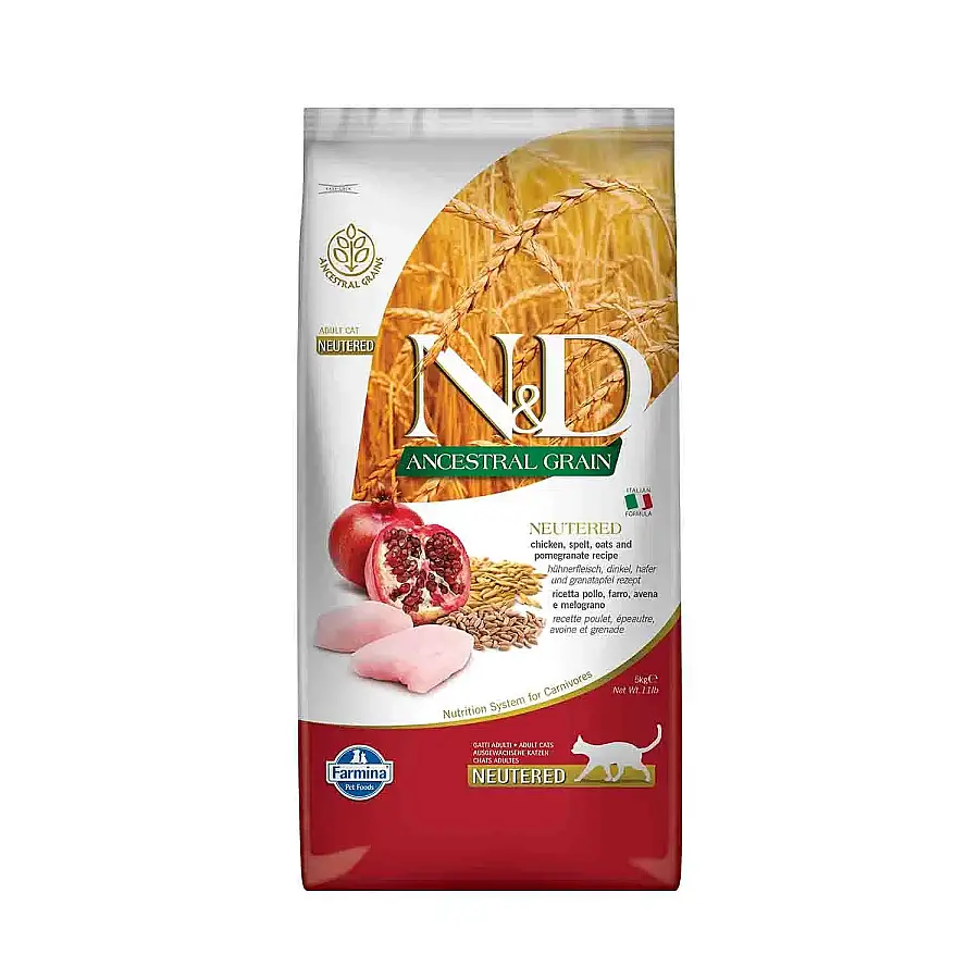 N&D Düşük Tahıllı Tavuklu ve Narlı Kısırlaştırılmış Kedi Maması 10 Kg - 1