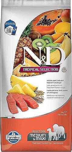 N&D Tropical Selection Somonlu ve Tropikal Meyveli Orta/İri Irk Köpek Maması 10 Kg - 1
