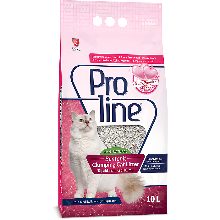 Proline Bebek Pudrası Kokulu İnce Tane Topaklanan Kedi Kumu 10 Lt - Proline
