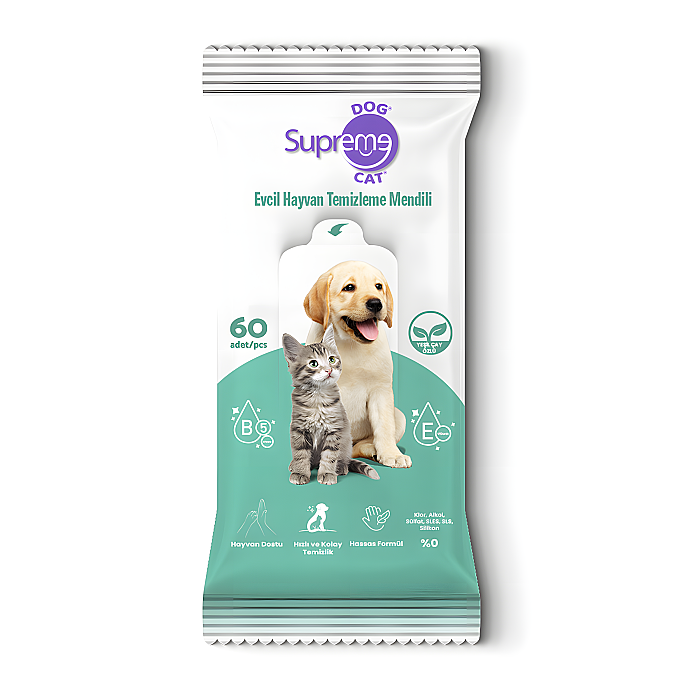 Supreme Kedi ve Köpekler İçin Yeşil Çaylı Temizleme Mendili - Supreme