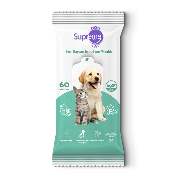 SPRME CAT DOG YEŞİL ÇAYLI TEMİZLEME MENDİLİ - Supreme Cat Dog